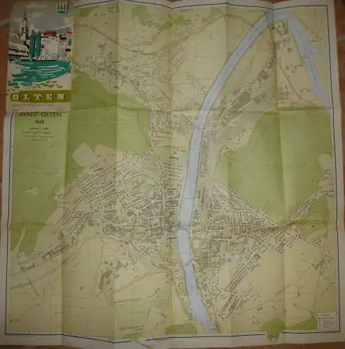 Olten 1948 - Übersichtsplan 67cm x 67cm Massstab 1:5000