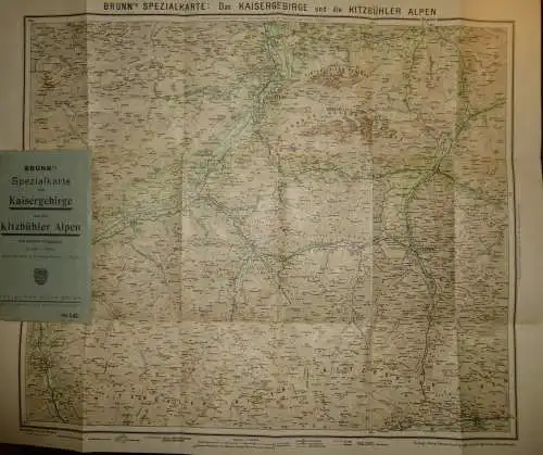 Brunn 's Spezial-Karte Das Kaisergebirge und die Kitzbühler Alpen mit weiterer Umgebung 30er Jahre - 50cm x 60cm - Maßst