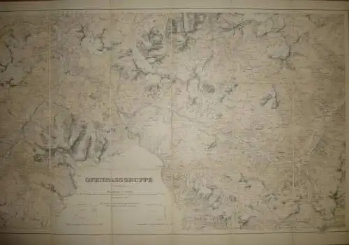 Ofenpassgruppe - Eidgenössisches topographisches Bureau in Bern 1899 - Massstab 1:50'000 - 55cm x 82cm auf Leinwand gezo