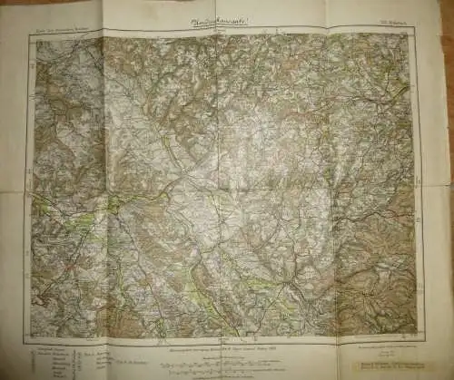 Karte des Deutschen Reiches - 513 Kulmbach - Maßstab 1:100'000 - Umdruckausgabe! 1885 Nachträge 1922