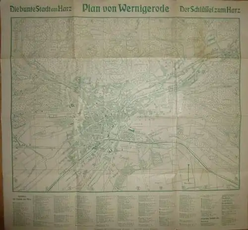 Plan von Wernigerode 1932 - 43cm x 45cm - Strassenverzeichnis