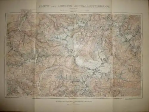 Karte der Ankogel Hochalmspitzgruppe 1909 - Maßstab 1:50'000 - 45cm x 61cm - Herausgeber Deutscher und österreichischer