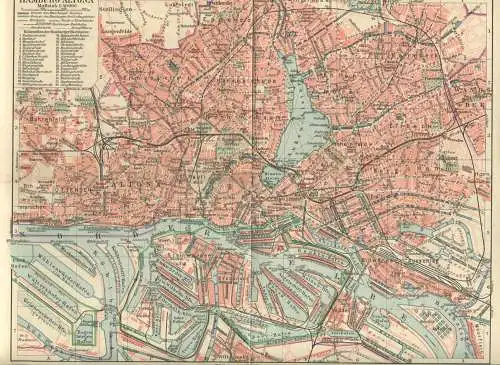 Hamburg-Altona ca. 1910 - Maßstab 1:40'000 - 24cm x 31cm - rückseitig Hamburg Innere Stadt und Umgebung von Hamburg sowi