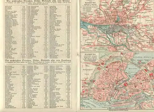 Hamburg-Altona ca. 1910 - Maßstab 1:40'000 - 24cm x 31cm - rückseitig Hamburg Innere Stadt und Umgebung von Hamburg sowi