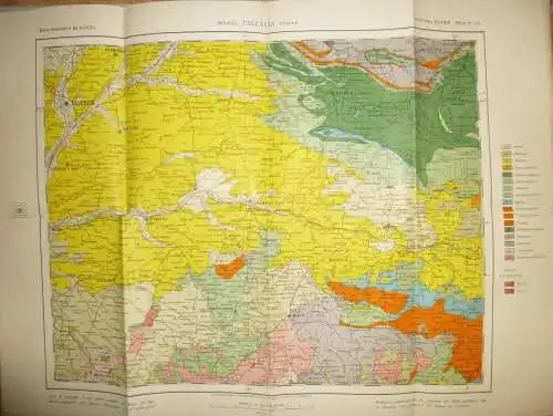 Mapa geologico de Espana ca. 1910 - Tercera Edicion - Segovia Palencia Burgos - Hoja N°20 - 40cm x 54cm - Maßstab 1:400'