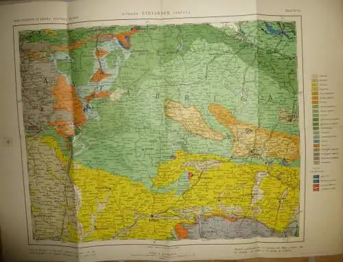 Mapa geologico de Espana ca. 1910 - Tercera Edicion - Burgos Santander Vizcaya - Hoja N°12 - 40cm x 54cm - Maßstab 1:400