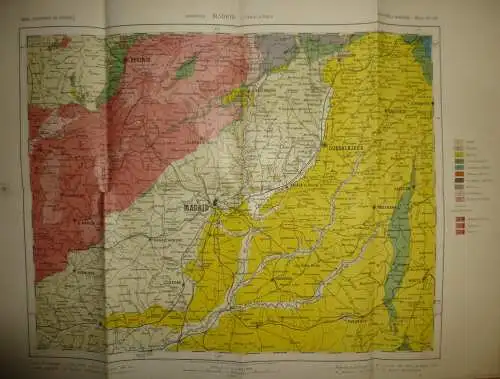 Mapa geologico de Espana ca. 1910 - Tercera Edicion - Segovia Madrid Guadalajara - Hoja N°28 - 40cm x 54cm - Maßstab 1:4