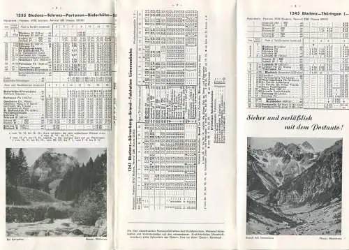 Postautolinien im Bereich Schruns Bludenz 1966 - Faltblatt mit 8 Abbildungen