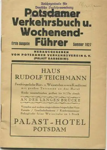 Potsdamer Verkehrsbuch u. Wochenend-Führer - Sommer 1927 - Erste Ausgabe - Herausgeber Potsdamer Verkehrsverein e.V. (Pa