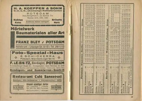 Potsdamer Verkehrsbuch u. Wochenend-Führer - Sommer 1927 - Erste Ausgabe - Herausgeber Potsdamer Verkehrsverein e.V. (Pa
