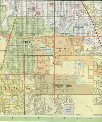 USA - Denver - Street Map 1966 - 68cm x 69cm - rückseitig 4 Denver Trip mit 10 Abbildungen - Text and Maps for Weekend T