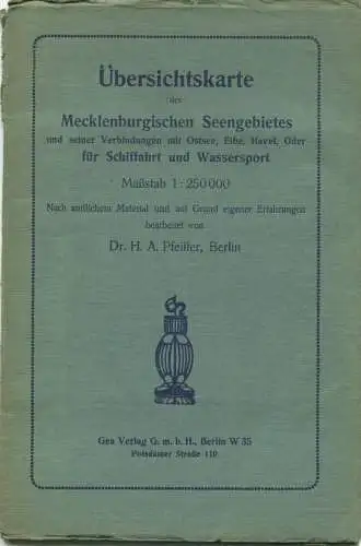 Übersichtskarte des Mecklenburgischen Seengebietes und seinen Verbindungen für Schiffahrt und Wassersport 30er Jahre - M