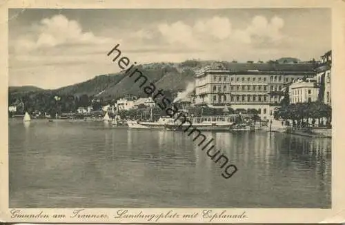 Gmunden - Landungsplatz mit Esplanade - Tiroler Kunstverlag Innsbruck gel. 1933