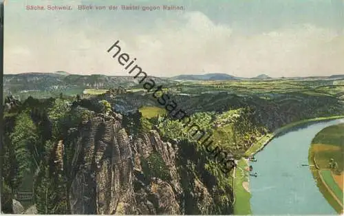 Sächsische Schweiz - Blick von der Bastei gegen Rathen - Verlag Edel Dresden