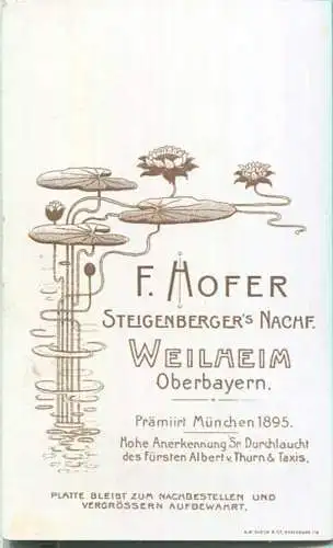 Kabinettfoto - Paar - Grösse 10,5 x 6,5 cm - F. Hofer Weilheim Oberbayern