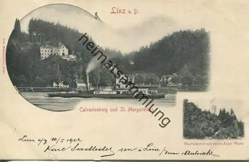 Linz - Calvarienberg und St. Mararethen - Thurmleiten mit Franz Josef-Warte - Verlag Josef Brunthaler Linz