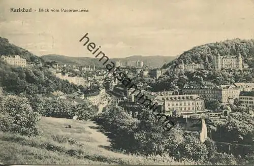 Karlsbad - Blick vom Panoramaweg gel. 1916