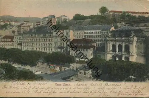 Karlsbad - Neue Wiese - Handcoloriert - gel. 1905