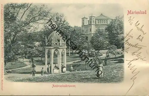 Marienbad - Ambrosiusbrunnen - Reliefkarte - Verlag Franz Gschihay Marienbad gel. 1900