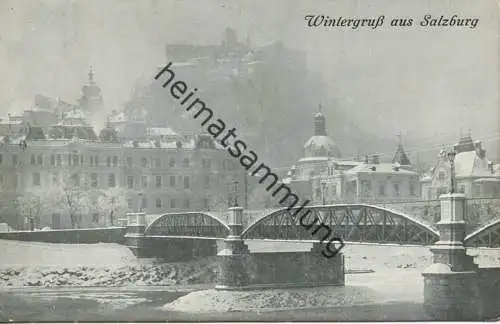 Wintergruß aus Salzburg - Verlag J. Huttegger Salzburg 1914 gel. 1915