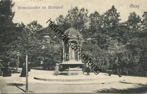 Graz - Wetterhäuschen - Wettersäule im Stadtpark - Verlag Franz Knollmüller Graz gel. 1906