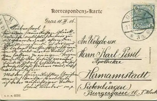 Graz - Wetterhäuschen - Wettersäule im Stadtpark - Verlag Franz Knollmüller Graz gel. 1906