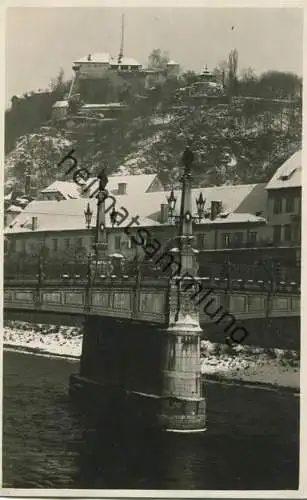 Graz - Mur Schlossberg im Winter - Foto-AK - Verlag L. Strohschneider Graz 1929 gel. 1930