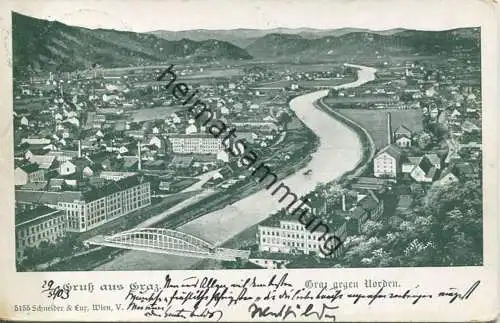 Graz - Blick gegen Norden - Schneider & Lux Wien gel. 1903