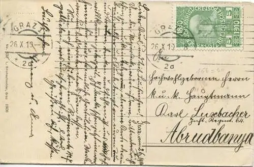 Ruine Gösting bei Graz - Verlag L. Strohschneider Graz 1908 gel. 1910