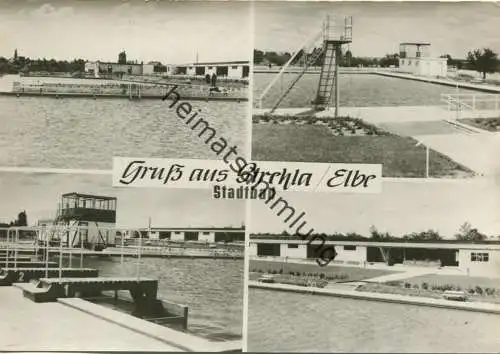 Strehla - Stadtbad - Foto-AK Grossformat Handabzug - Verlag Schröter Riesa