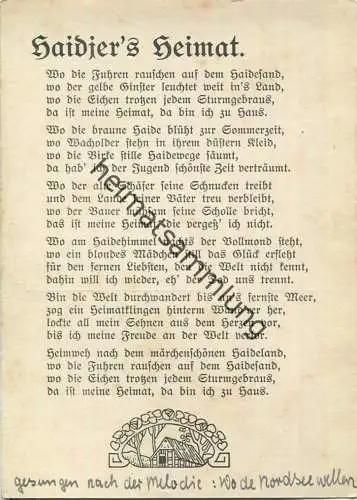 Liederkarte - Haidjers Heimat - Verlag Edmund Hahn Lüneburg