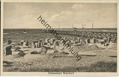 Niendorf - Strand mit Dampferbrücke - Verlag Otto von Thun Niendorf 30er Jahre