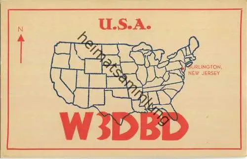 QSL - Radio - W3DBD - USA - Burlington NJ - 1936