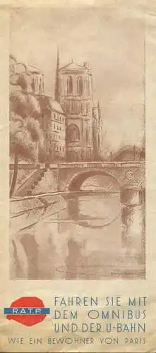 Paris - R.A.T.P. 1954 - Fahren Sie mit dem Omnibus und der U-Bahn wie ein Bewohner von Paris - Faltblatt - beiliegend Ta