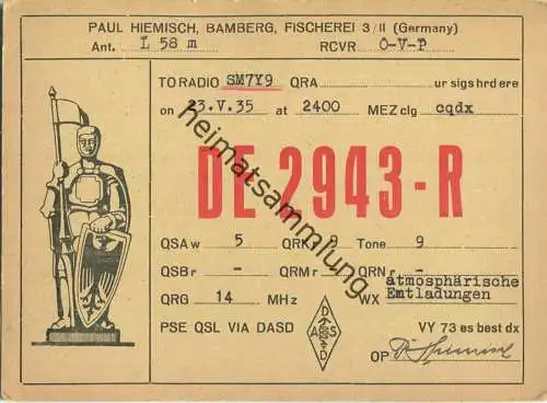 QSL - QTH - Funkkarte - DE2943R - Bamberg - 1935