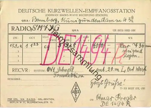 QSL - QTH - Funkkarte - DE1494R - Bamberg - 1934
