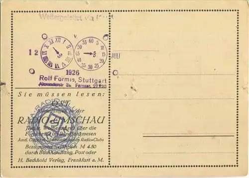 QSL - QTH - Funkkarte - DE0227 - Frankfurt - Mainkur - 1926