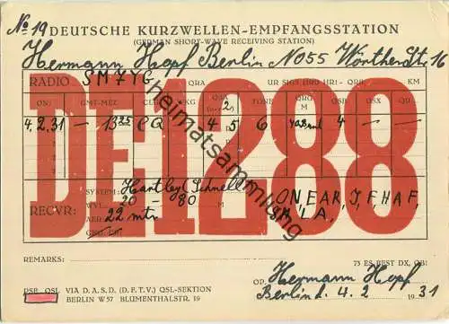 QSL - QTH - Funkkarte - DE1288 - Berlin NO55 - Prezlauerberg - 1931