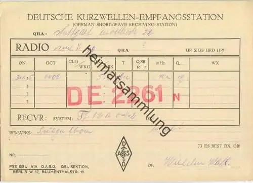 QSL - Funkkarte - DE2261 N - Stuttgart - 1935