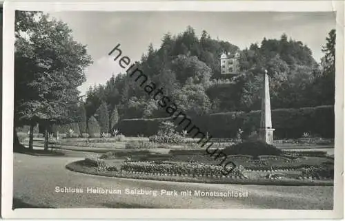 Schloss Hellbrunn bei Salzburg - Park mit Monatsschlössl - Foto-Ansichtskarte