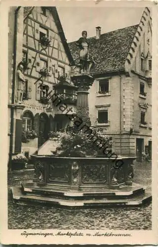 Sigmaringen - Marktbrunnen - Foto-Ansichtskarte - Briefstempel Heeresverwaltungsschule Lehrgang Wörth