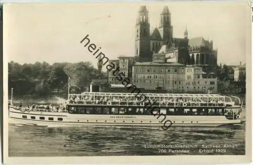 Magdeburg - Luxusmotorschnellschiff Sachsen-Anhalt - Reederei Gustav Stahlberg - Foto-Ansichtskarte ca. 1930