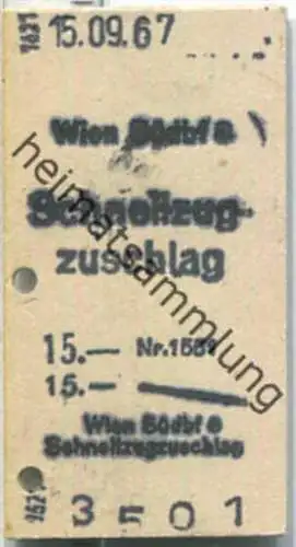 Fahrkarte - Wien Südbf 8 - Schnellzugzuschlag 15-09-1967