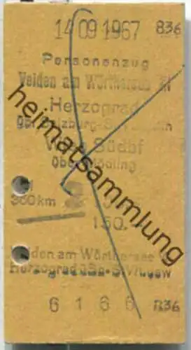 Fahrkarte - Velden am Wörthersee - Wien Südbf. 1967