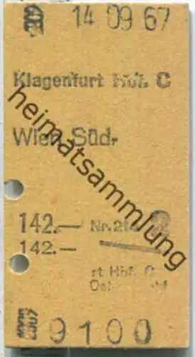 Fahrkarte - Klagenfurt Hbf. C - Wien Südbf. 1967