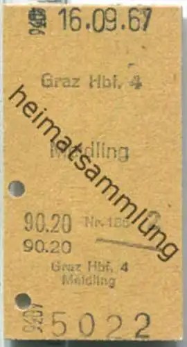 Fahrkarte - Graz Hbf. 4 - Mödling 1967