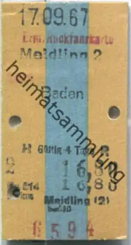 Fahrkarte - Mödling 2 - Baden 1967