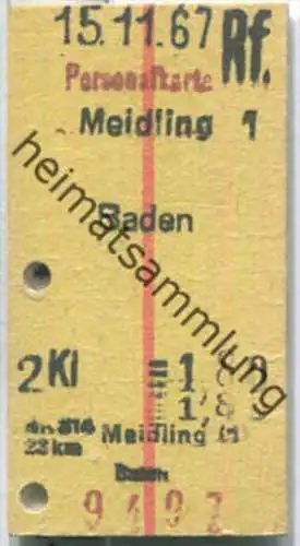 Fahrkarte - Mödling 1 - Baden 1967