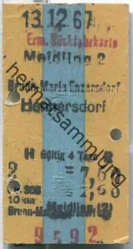 Fahrkarte - Mödling 2 - Hennersdorf 1967