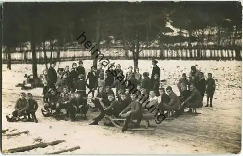 Leipzig - Engelsdorf - Schulklassen im Winter - Schlitten - Foto-Ansichtskarte